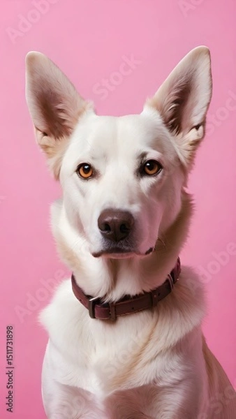 Obraz portrait of a dog on pink background