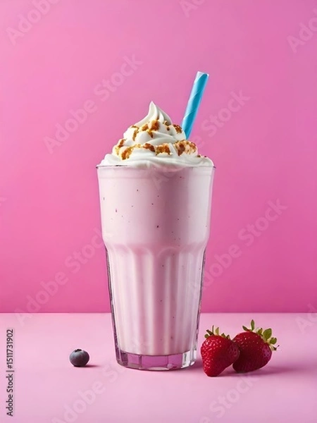 Obraz strawberry smoothie with whipped cream
