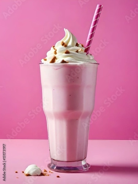 Obraz milkshake on pink backgroumd