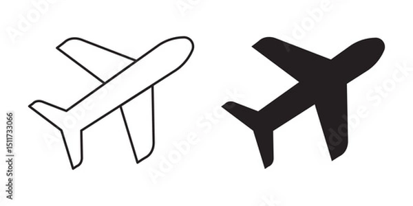 Fototapeta Airplane icon vector set in black flat and line style. Transportation and travel symbol.