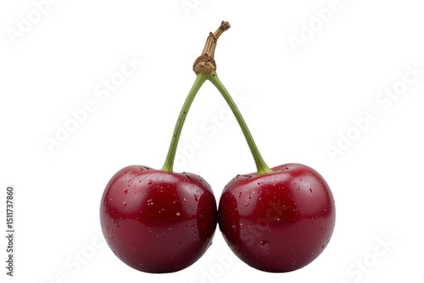 Fototapeta two cherries isolated on white background