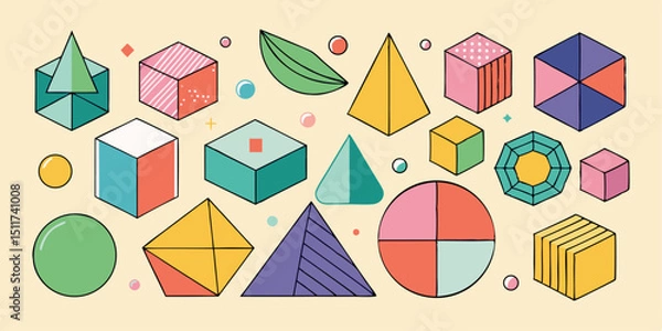 Obraz Crayon Drawing Geometric Vectors – Handcrafted Illustration Bundle