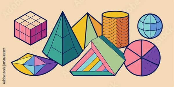 Obraz Rough Crayon Stroke Geometric Vector Set – Hand-Drawn Style