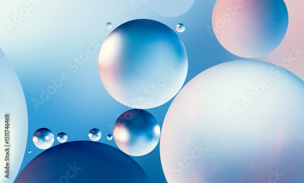 Fototapeta Abstract macro photography of water and oil in pink and blue colors