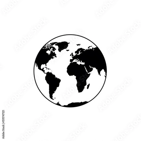 Obraz World map with black and white globe.