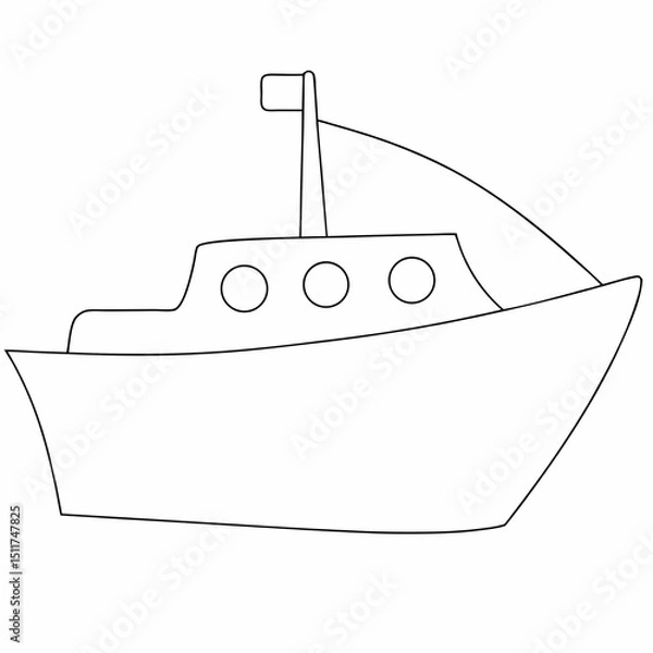 Obraz Ship coloring page simple and minimal line art illustration on white background