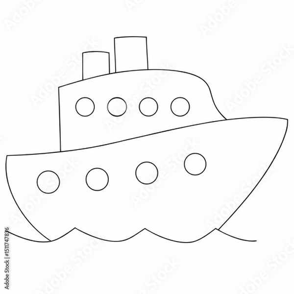 Obraz Ship coloring page simple and minimal line art illustration on white background