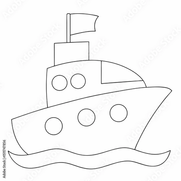 Obraz Ship coloring page simple and minimal line art illustration on white background