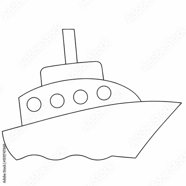 Obraz Ship coloring page simple and minimal line art illustration on white background