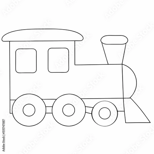 Obraz Train coloring page simple and minimal line art illustration on white background