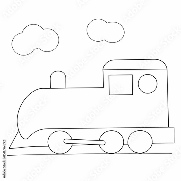 Obraz Train coloring page simple and minimal line art illustration on white background