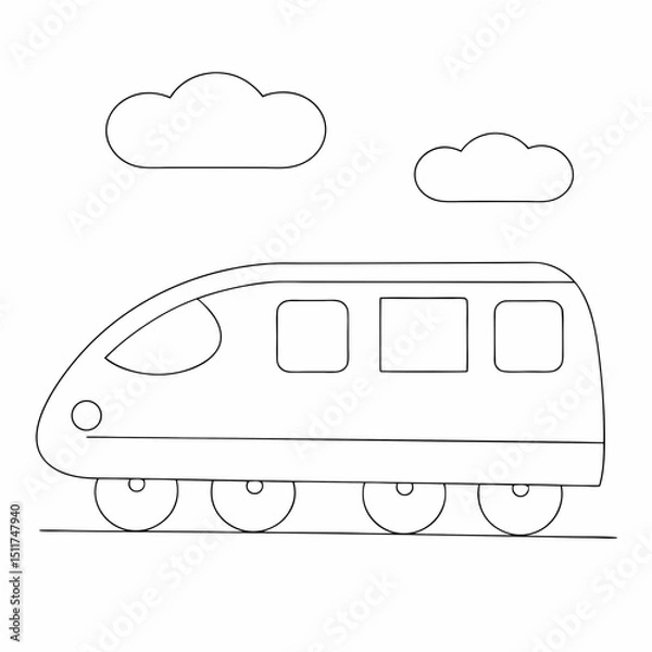 Obraz Train coloring page simple and minimal line art illustration on white background