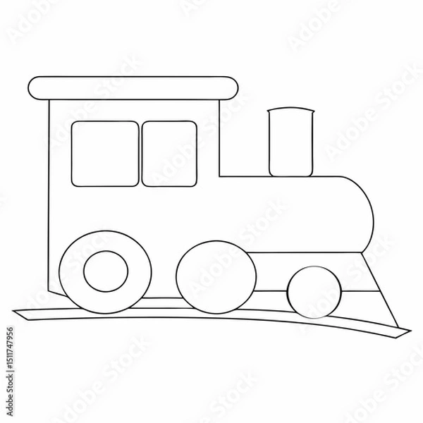 Obraz Train coloring page simple and minimal line art illustration on white background