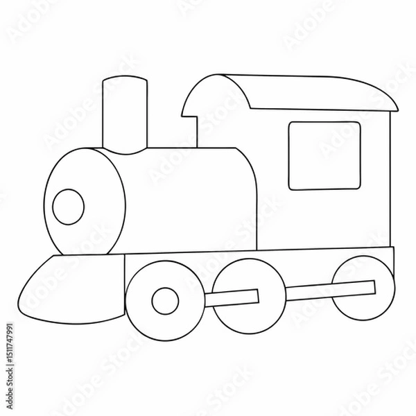 Obraz Train coloring page simple and minimal line art illustration on white background