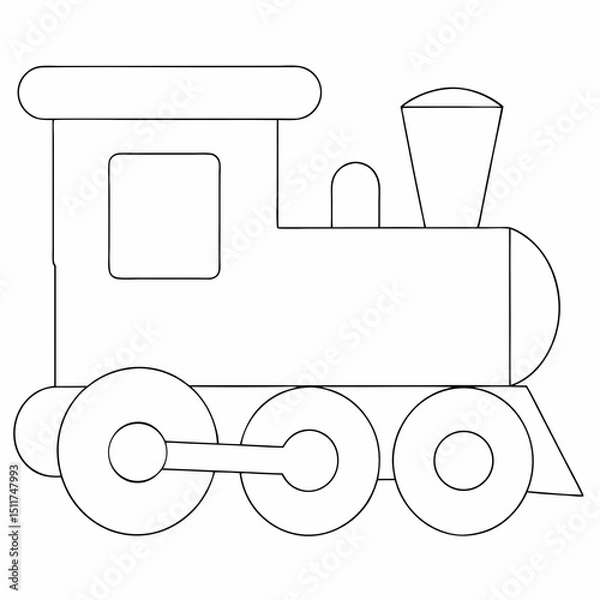 Obraz Train coloring page simple and minimal line art illustration on white background