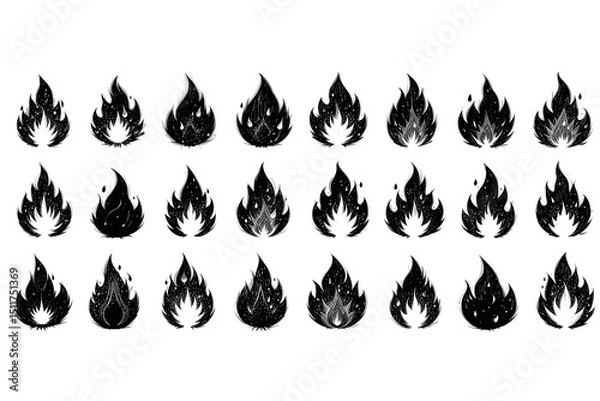 Fototapeta set of fire flames