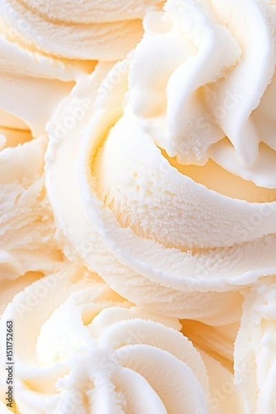 Fototapeta Creamy vanilla ice cream swirl texture in macro closeup. Dessert and sweet food concept. Image for menu, banner and confectionery advertising. Background with copy space