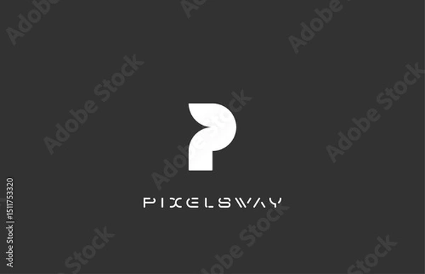 Fototapeta P initial logo design vector