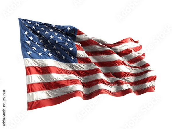 Obraz Waving American Flag on Transparent Background, PNG