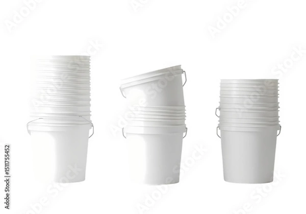 Obraz Stacked White Plastic Cups A Study in Cylindrical Forms