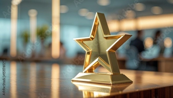 Obraz Golden star award on a desk
