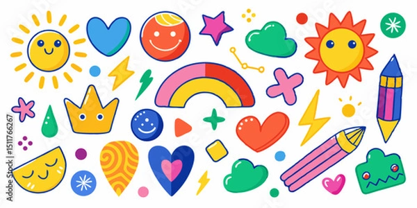 Obraz Rainbow & Crown Crayon Doodles