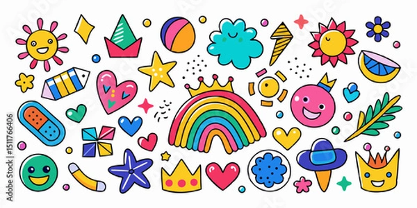 Obraz Cute Sun & Heart Crayon Pack