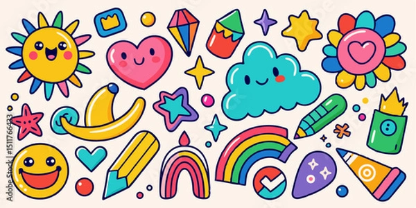 Obraz Whimsical Crayon Style Shapes