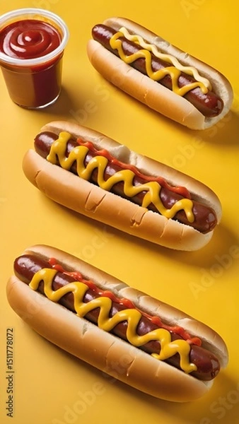 Obraz hot dogs with mustard and ketchup