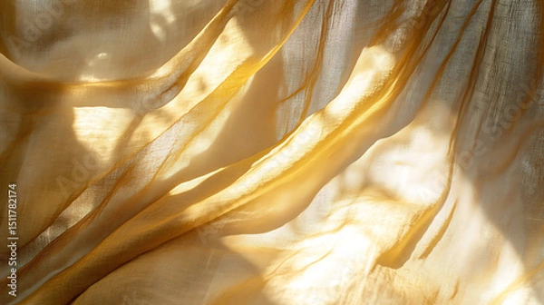 Obraz Golden Fabric Draped Texture with Sunlight and Shadow, Textarea 