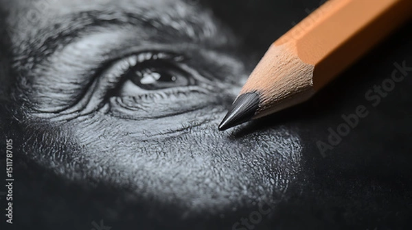 Obraz Close-Up of Graphite Pencil Point on Dark Surface