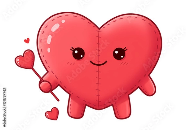 Obraz A Stitched Heart A Charming Valentines Day Character Illustration