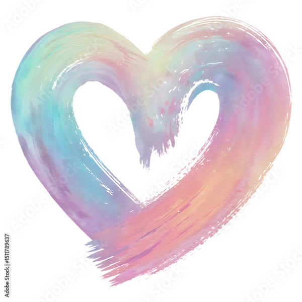 Obraz Pastel Watercolor Heart Brushstroke in Soft Gradient Style