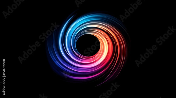 Obraz Abstract Colorful Light Trails Swirling in Dark Background, Textarea 
