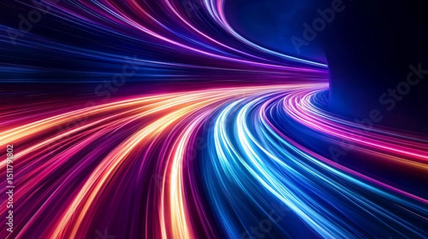 Obraz Abstract Colorful Light Trails Swirling in Dark Background, Textarea 