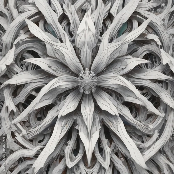 Obraz Complex Radial Symmetry: Abstract Industrial Mandala Art