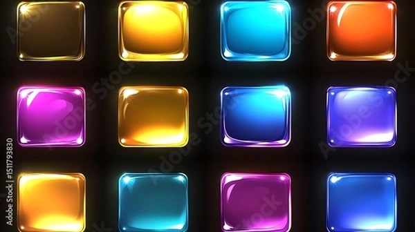 Obraz Colorful glowing square buttons