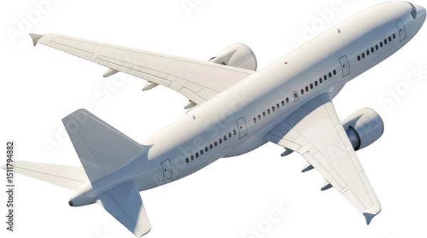 Obraz Modern White Passenger Airplane in Flight Aerial View Travel Transportation
