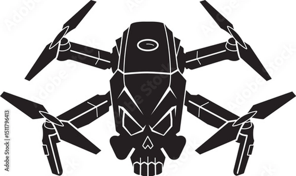 Fototapeta Skull formed fpv Unmanned aerial vehicle kamikaze drone