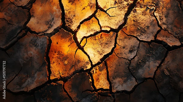 Obraz Dry Cracked Earth at Sunset, Textarea 