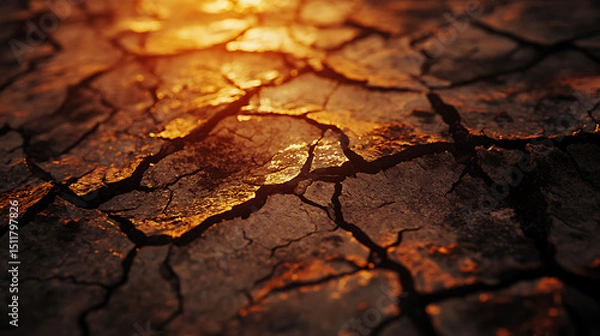 Obraz Dry Cracked Earth at Sunset, Textarea 