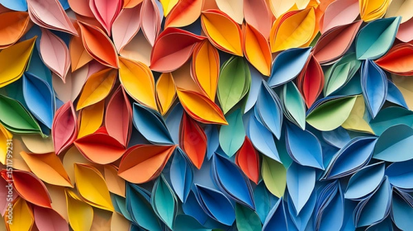 Obraz Colorful Folded Paper Leaves Abstract Art, For background 