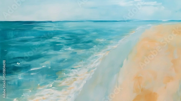 Obraz Pale Turquoise Ocean and Clean Sandbar, Concept of the nature of the sea