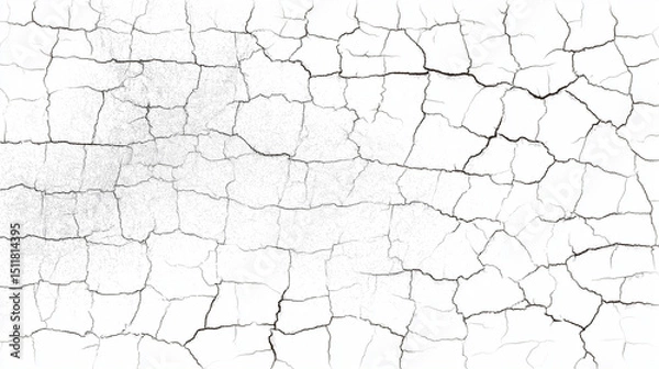 Fototapeta Cracked white surface with a grainy texture. Suitable for backgrounds, textures, abstract concepts, design elements, and creative projects.