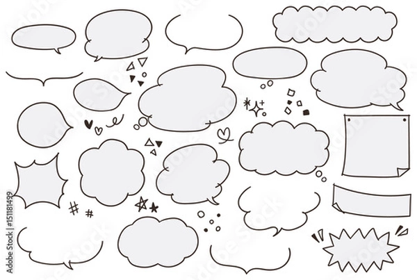 Obraz ガーリーな手描きふきだしセット（モノクロ）