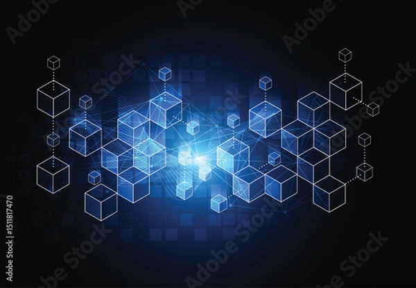Fototapeta Abstract blockchain digital technology concept. Big data design. Vector illustration