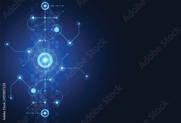 Fototapeta Abstract futuristic electronic circle technology background concept design. Vector illustration