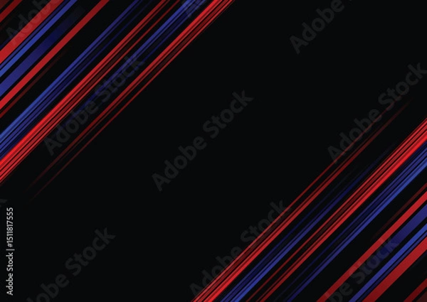 Fototapeta Abstract red and blue line black background for business card, cover, banner, flyer. Vector illustration
