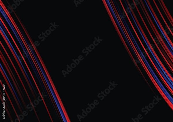 Fototapeta Abstract red and blue line black background for business card, cover, banner, flyer. Vector illustration