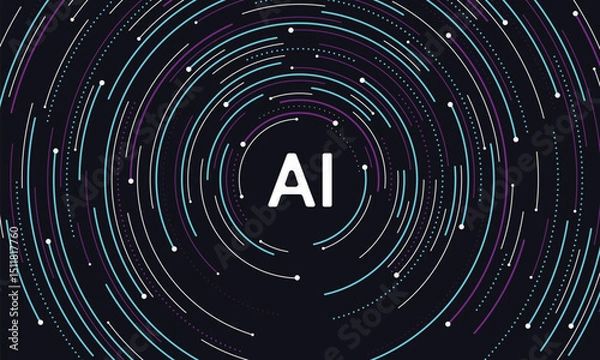 Obraz Artificial intelligence circuit line style. Machine learning design. Smart network digital technology. AI. Vector illustration